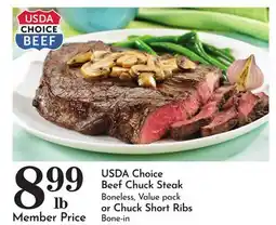 Pavilions USDA Choice Beef Chuck Steak, Boneless, Value pack or Chuck Short Ribs offer