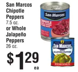 Smart & Final San Marcos Chipotle Peppers 7.5 oz. or Whole Jalapeño Peppers 26 oz offer