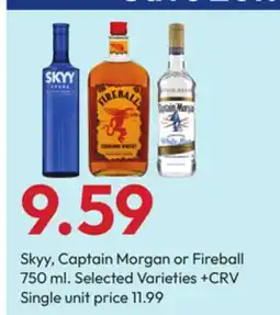 Stater Bros Skyy, Captain Morgan or Fireball offer