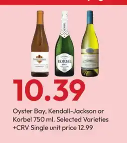 Stater Bros Oyster Bay, Kendall-Jackson or Korbel offer