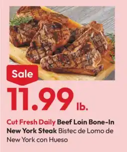 Stater Bros Beef Loin Bone-In New York Steak offer
