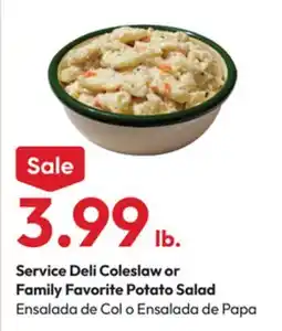 Stater Bros Service Deli Coleslaw or Family Favorite Potato Salad offer