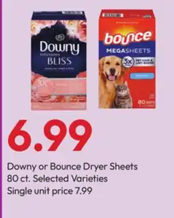 Stater Bros Downy or Bounce Dryer Sheets offer