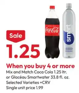 Stater Bros Coca-Cola 1.25 Ltr or Glacéau Smartwater 33.8 fl. oz offer