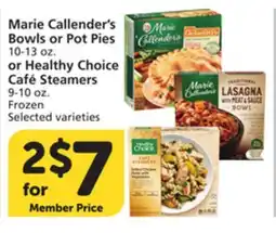 Vons Marie Callender's Bowls or Pot Pies 10-13 oz. or Healthy Choice Café Steamers 9-10 oz offer