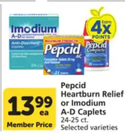 Vons Pepcid Heartburn Relief or Imodium A-D Caplets offer