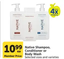 Vons Native Shampoo, Conditioner or Body Wash offer
