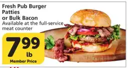 Vons Fresh Pub Burger Patties or Bulk Bacon offer