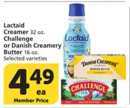 Vons Lactaid Creamer 32 oz. Challenge or Danish Creamery Butter 16 oz offer