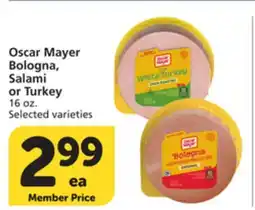 Vons Oscar Mayer Bologna, Salami or Turkey offer