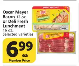 Vons Oscar Mayer Bacon 12 oz. or Deli Fresh Lunchmeat 16 oz offer