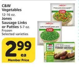 Vons C&W Vegetables 12-16 oz. Jones Sausage Links or Patties 5-7 oz offer