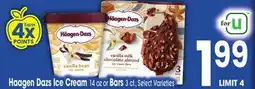 Jewel-Osco Haagen Dazs Ice Cream 14 oz or Bars 3 ct offer