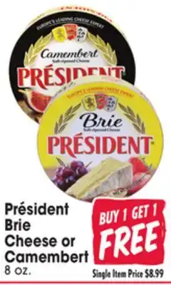 Jewel-Osco Président Brie Cheese or Camembert offer