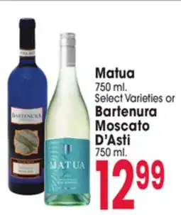 Jewel-Osco Matua 750 ml. Select Varieties or Bartenura Moscato D'Asti 750 ml offer
