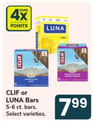 Jewel-Osco CLIF or LUNA Bars offer