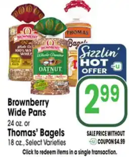 Jewel-Osco Brownberry Wide Pans 24 oz. or Thomas' Bagels 18 oz offer
