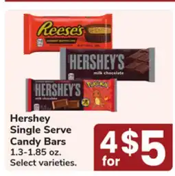 Jewel-Osco Hershey Single Serve Candy Bars offer