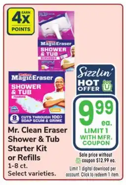 Jewel-Osco Mr. Clean Eraser Shower & Tub Starter Kit or Refills offer