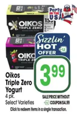 Jewel-Osco Oikos Triple Zero Yogurt offer
