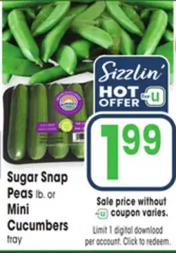 Jewel-Osco Sugar Snap Peas lb. or Mini Cucumbers tray offer