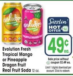 Jewel-Osco Evolution Fresh Tropical Mango or Pineapple Dragon Fruit Real Fruit Soda offer