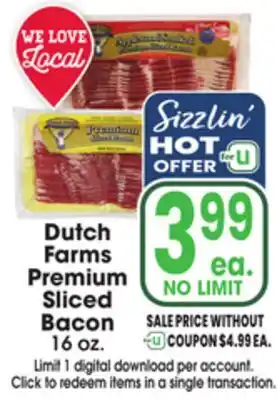 Jewel-Osco Dutch Farms Premium Sliced Bacon offer