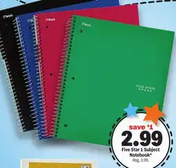 Meijer Five Star 1 Subject Notebook offer