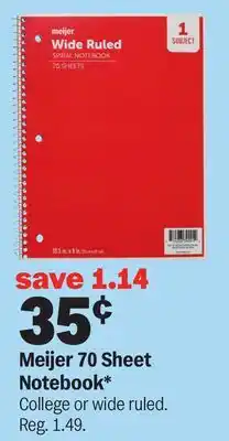 Meijer 70 Sheet Notebook