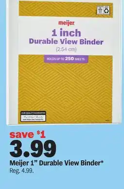 Meijer Meijer 1 Durable View Binder offer