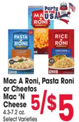 Jewel-Osco Mac A Roni, Pasta Roni or Cheetos Mac 'N Cheese offer