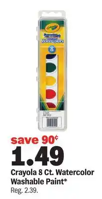 Meijer Crayola 8 Ct. Watercolor Washable Paint offer