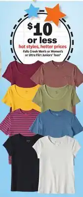 Meijer Falls Creek Men's or Women's or Ultra Flirt Juniors Tees offer