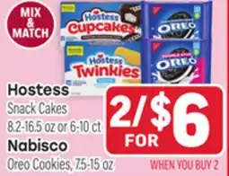 Tony’s Fresh Market Hostess Snack Cakes 8.2-16.5 oz or 6-10 ct Nabisco Oreo Cookies, 7.5-15 oz offer