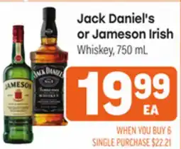 Tony’s Fresh Market Jack Daniel's or Jameson Irish Whiskey offer