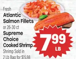 Tony’s Fresh Market Fresh Atlantic Salmon Fillets or 26-30 ct Supreme Choice Cooked Shrimp offer