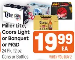 Tony’s Fresh Market Miller Lite, Coors Light or Banquet or MGD offer
