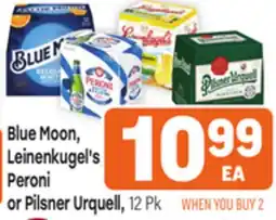 Tony’s Fresh Market Blue Moon, Leinenkugel's, Peroni or Pilsner Urquell offer