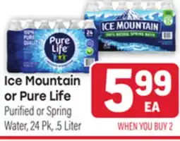 Tony’s Fresh Market Ice Mountain or Pure Life Purified or Spring Water offer