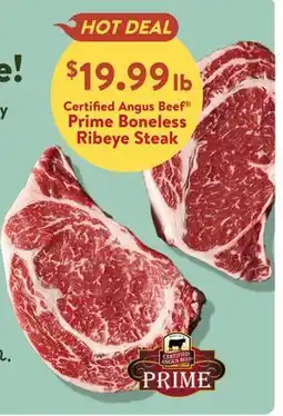 Fresh Thyme Certified Angus Beef Prime Boneless Ribeye Steak offer