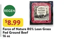 Fresh Thyme Force of Nature 80% Lean Grass Fed Ground Beef offer