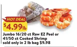 Fresh Thyme Jumbo 16/20 ct Raw EZ Peel or 41/50 ct Cooked Shrimp offer