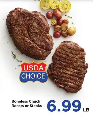 Food 4 Less Boneless Chuck Roasts or Steaks offer