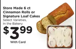 Mariano's Store Made 6 ct Cinnamon Rolls or Signature Loaf Cakes offer