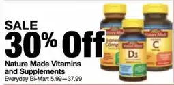 Bi-Mart Nature Made Vitamins and Supplements offer