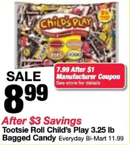 Bi-Mart Tootsie Roll Child's Play Bagged Candy offer