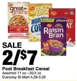 Bi-Mart Post Breakfast Cereal offer