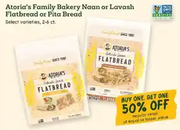 Sprouts Farmers Market Atoria's Family Bakery Naan or Lavash Flatbread or Pita Bread offer