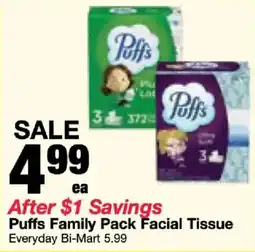 Bi-Mart Puffs Family Pack Facial Tissue offer