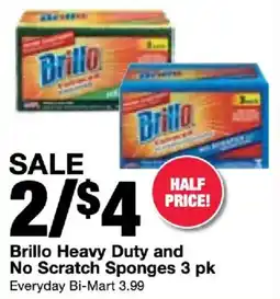 Bi-Mart Brillo Heavy Duty and No Scratch Sponges offer